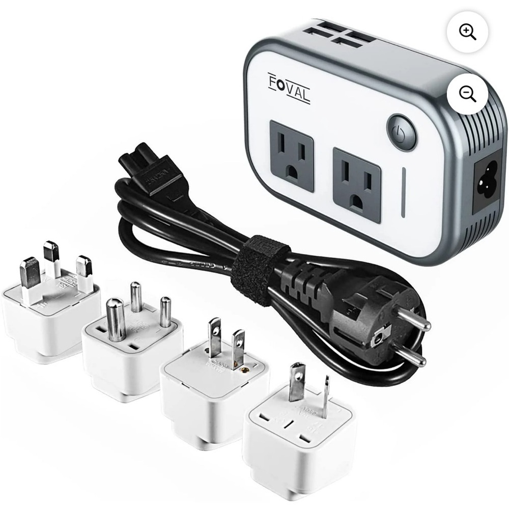 FOVAL Universal Travel Adapter 220V to 110V Voltage Converter with 4-Port NIB